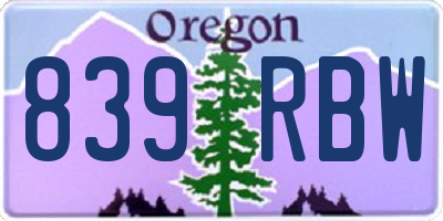 OR license plate 839RBW