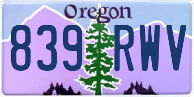 OR license plate 839RWV