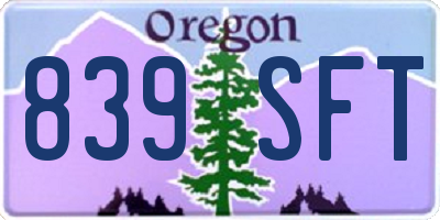 OR license plate 839SFT