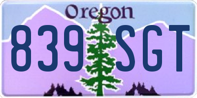 OR license plate 839SGT