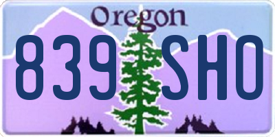 OR license plate 839SHO