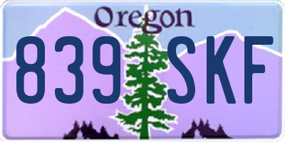 OR license plate 839SKF