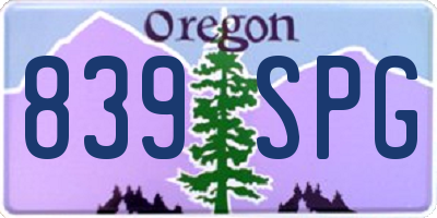 OR license plate 839SPG