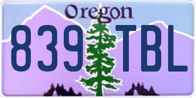 OR license plate 839TBL