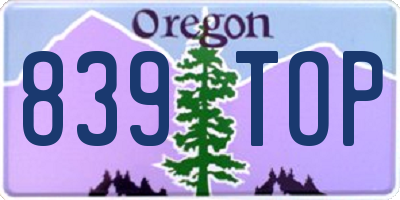 OR license plate 839TOP