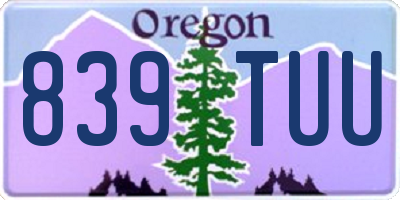 OR license plate 839TUU
