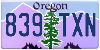 OR license plate 839TXN
