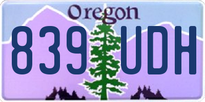 OR license plate 839UDH