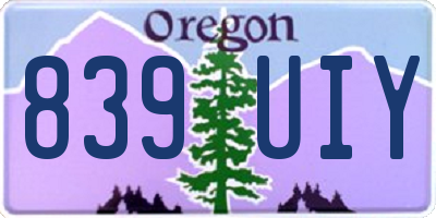 OR license plate 839UIY