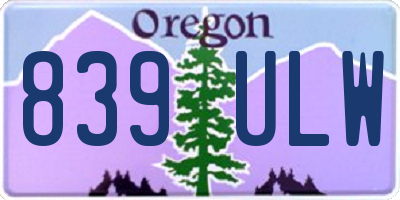 OR license plate 839ULW