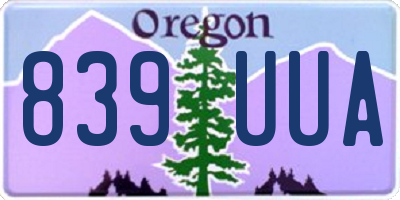 OR license plate 839UUA