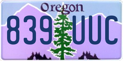 OR license plate 839UUC