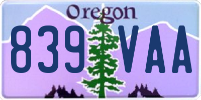 OR license plate 839VAA