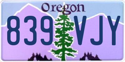 OR license plate 839VJY