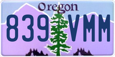 OR license plate 839VMM