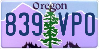 OR license plate 839VPO