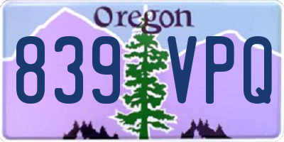 OR license plate 839VPQ