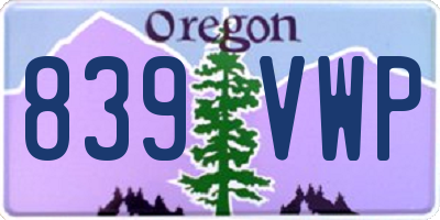 OR license plate 839VWP