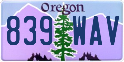 OR license plate 839WAV