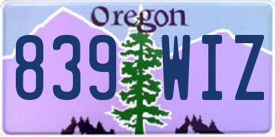 OR license plate 839WIZ