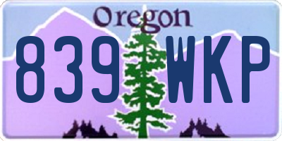 OR license plate 839WKP