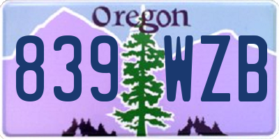 OR license plate 839WZB