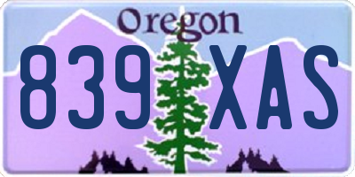 OR license plate 839XAS