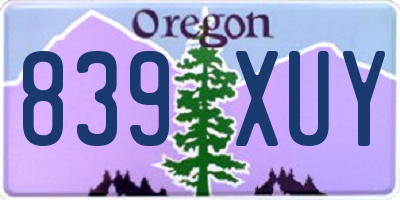 OR license plate 839XUY