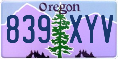 OR license plate 839XYV