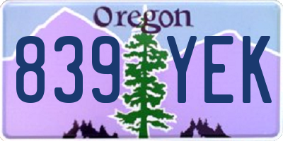 OR license plate 839YEK
