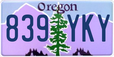 OR license plate 839YKY