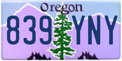 OR license plate 839YNY