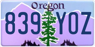 OR license plate 839YOZ
