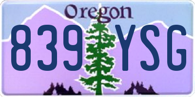 OR license plate 839YSG