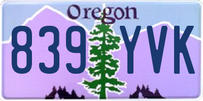 OR license plate 839YVK