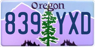 OR license plate 839YXD