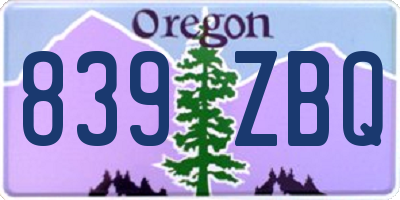 OR license plate 839ZBQ
