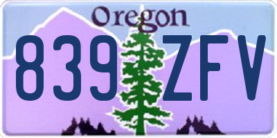 OR license plate 839ZFV