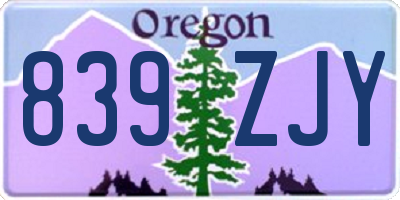 OR license plate 839ZJY