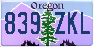 OR license plate 839ZKL