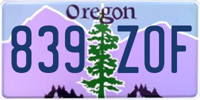 OR license plate 839ZOF