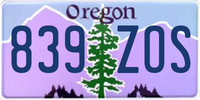OR license plate 839ZOS