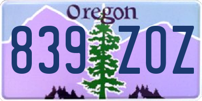 OR license plate 839ZOZ
