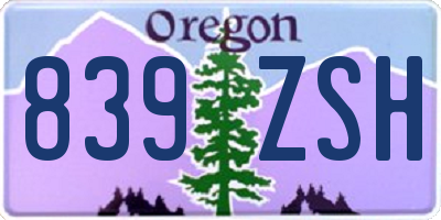 OR license plate 839ZSH