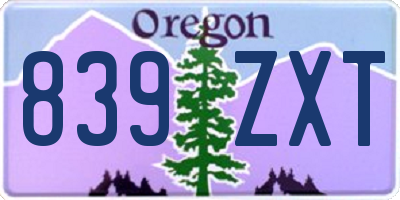OR license plate 839ZXT