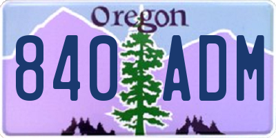 OR license plate 840ADM