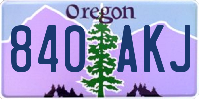OR license plate 840AKJ