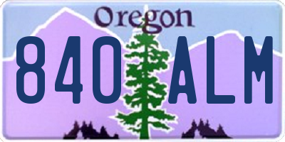 OR license plate 840ALM