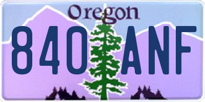 OR license plate 840ANF