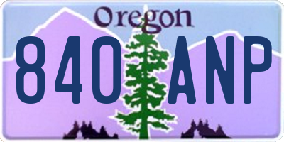 OR license plate 840ANP